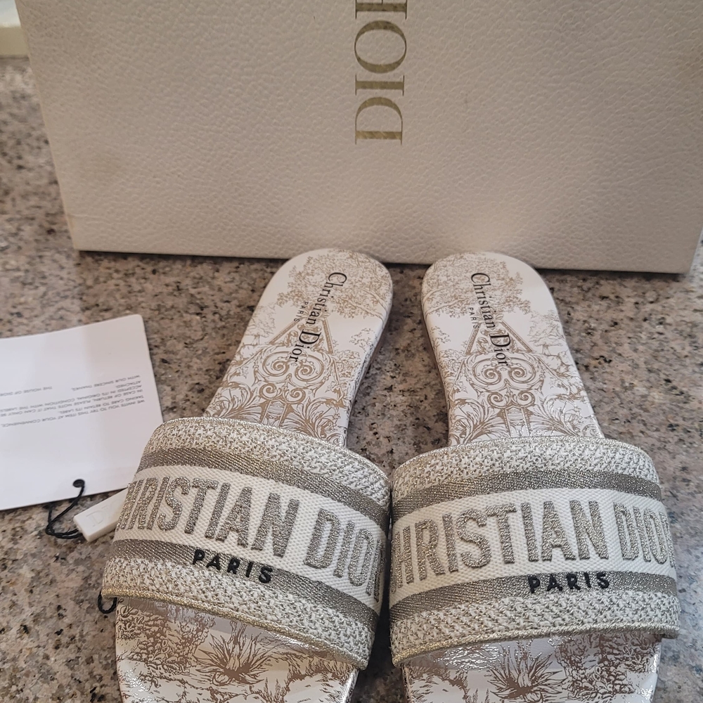 Dior White and Gray Sandals